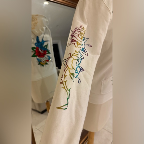 Ed Hardy Love Kills Slowly Heart white Zip-up Hoodie - Picture 7 of 13